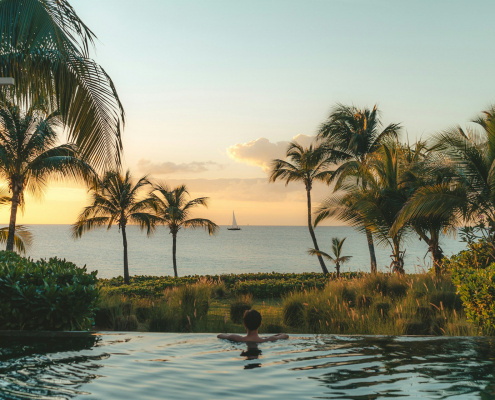 Palmen und Blick aufs Meer